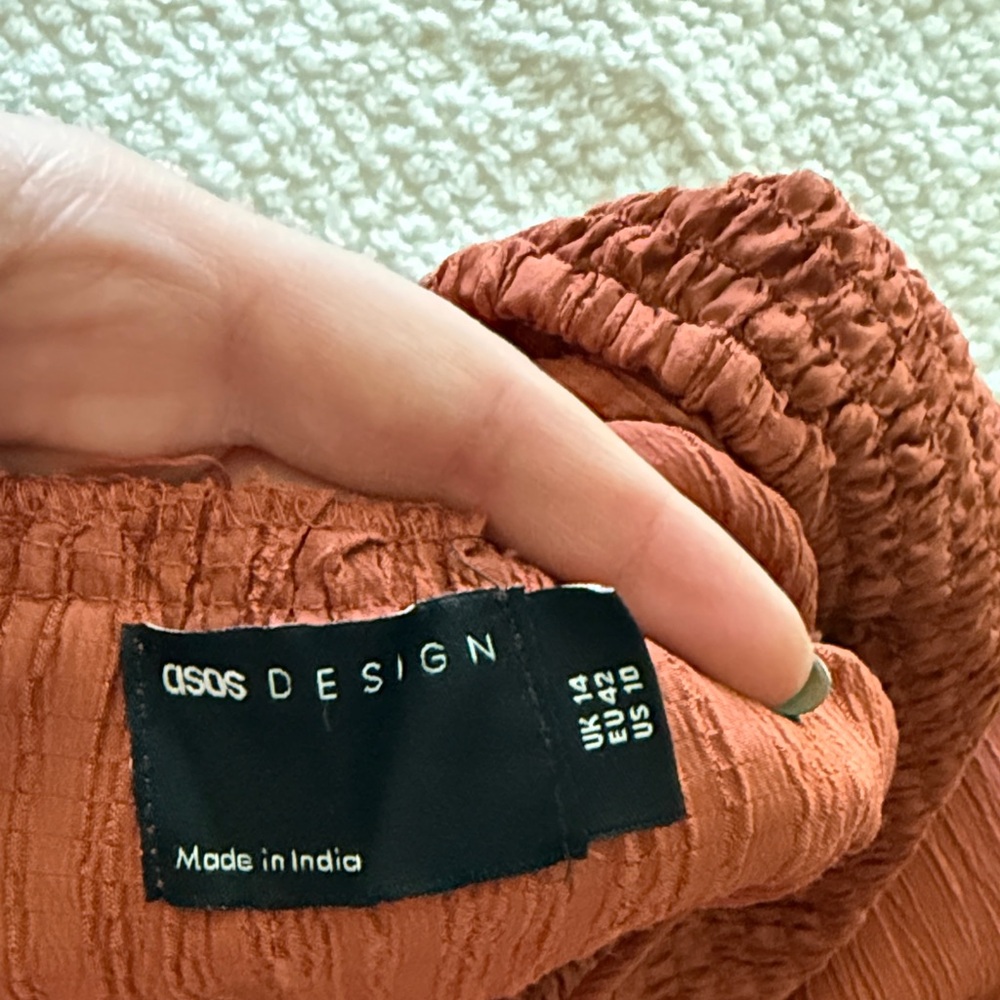 ASOS Rust Pink Smocked Sundress with Ruffle Hem - Picture 2 of 3